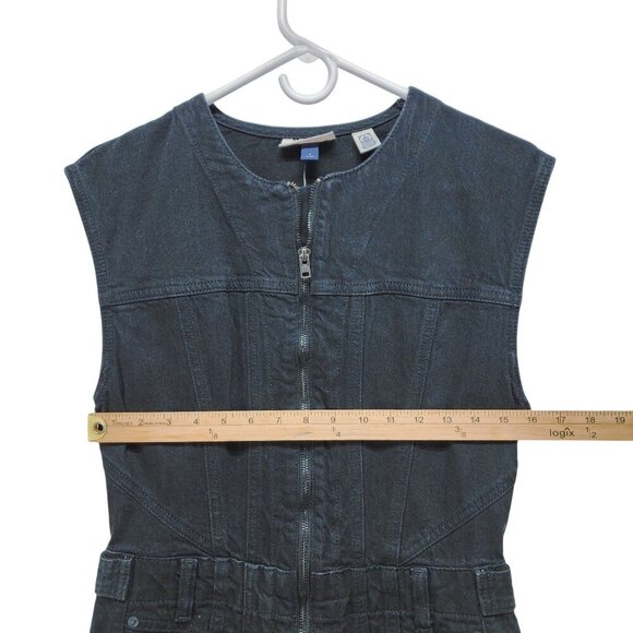 Universal Thread Womens Black Denim Sleeveless Jumpsuit Size 2  Overalls - Picture 12 of 12